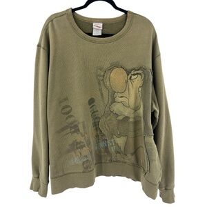 VTG Disney Store Exclusive Grumpy Cutout  "No Matter What" Green Sweatshirt XL